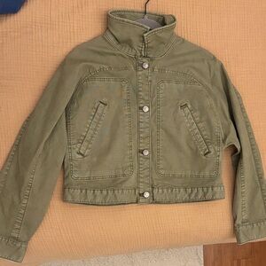 Pilcro Utility Jacket in Sage Green- cropped style